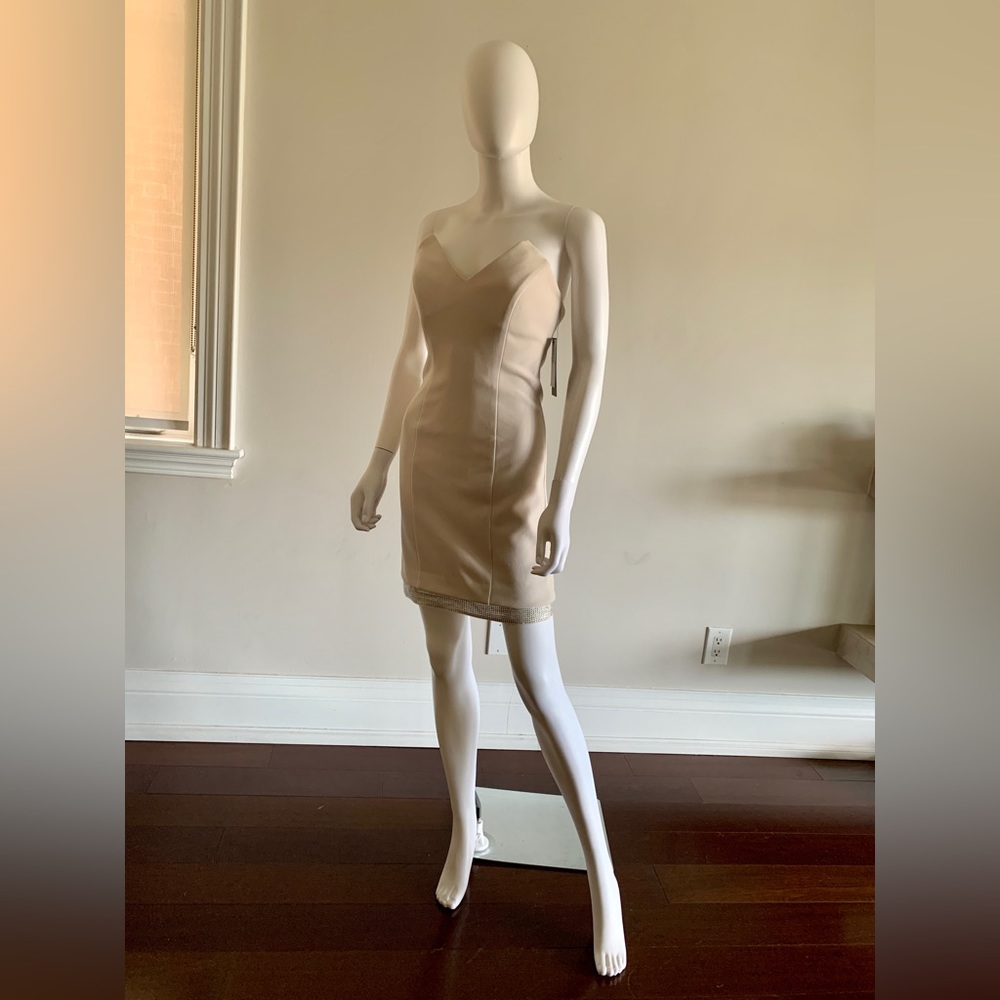 NWT Marciano Lilyana Strapless Crystal Dress in Cream